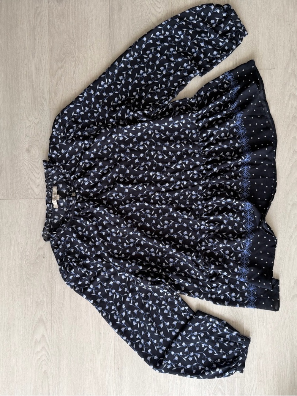 LOFT Blue Blouse with Light Blue Floral Print